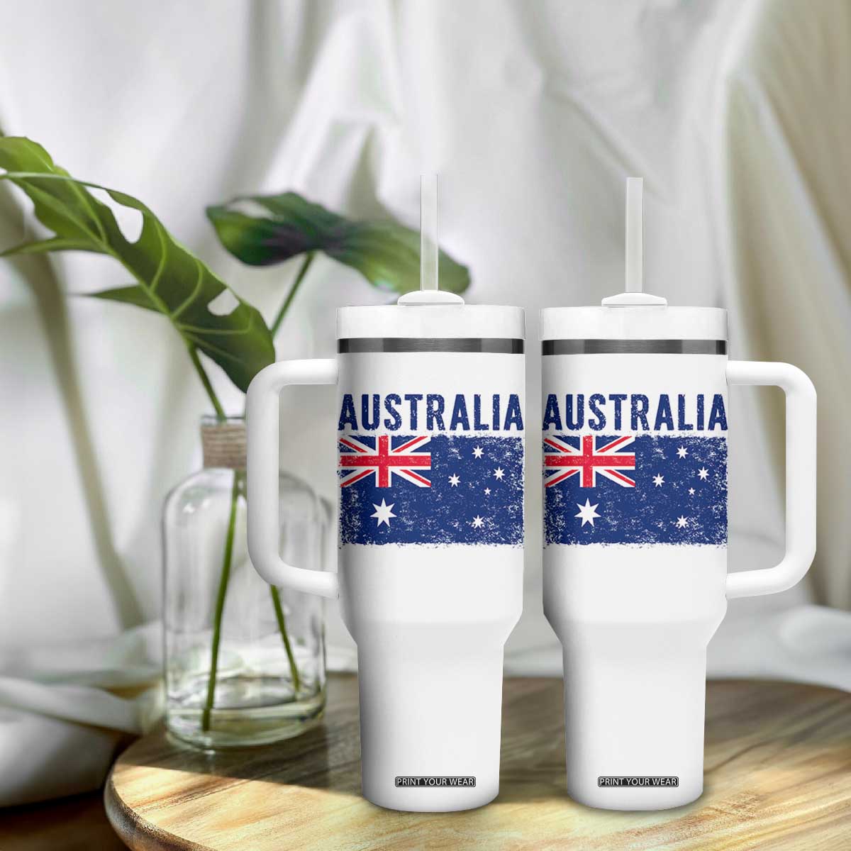 Vintage Australia Flag Tumbler With Handle Distressed Patriotic Country Pride Graphic TS10 Print Your Wear