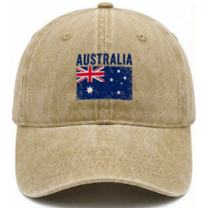 Vintage Australia Flag Washed Cotton Baseball Cap Distressed Patriotic Country Pride Graphic TS10 Print Your Wear