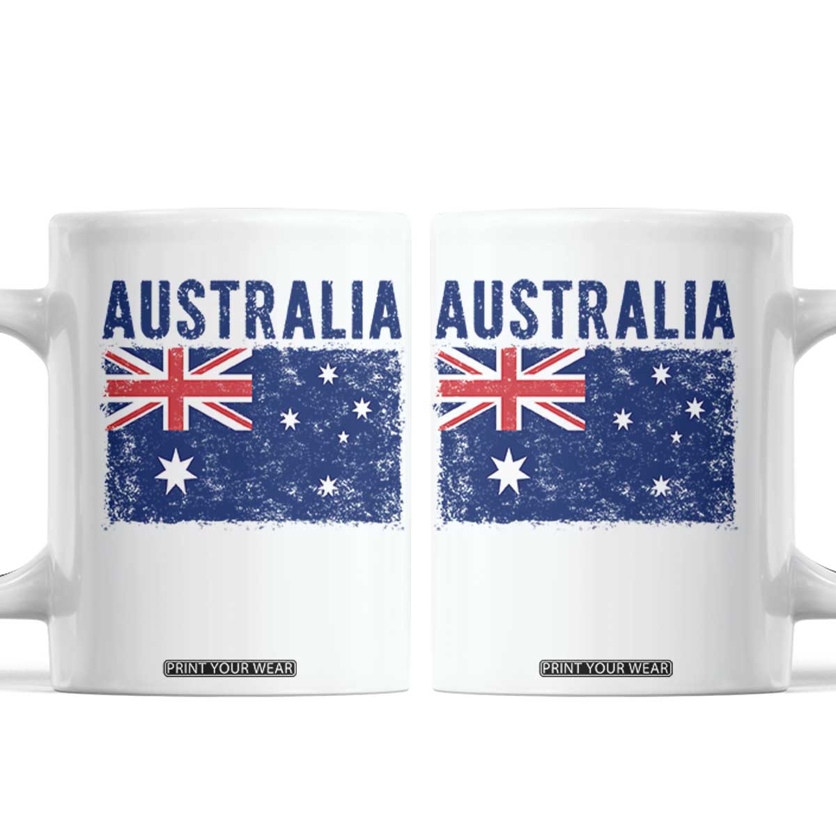 Vintage Australia Flag Coffee Mug Distressed Patriotic Country Pride Graphic TS10 White Print Your Wear