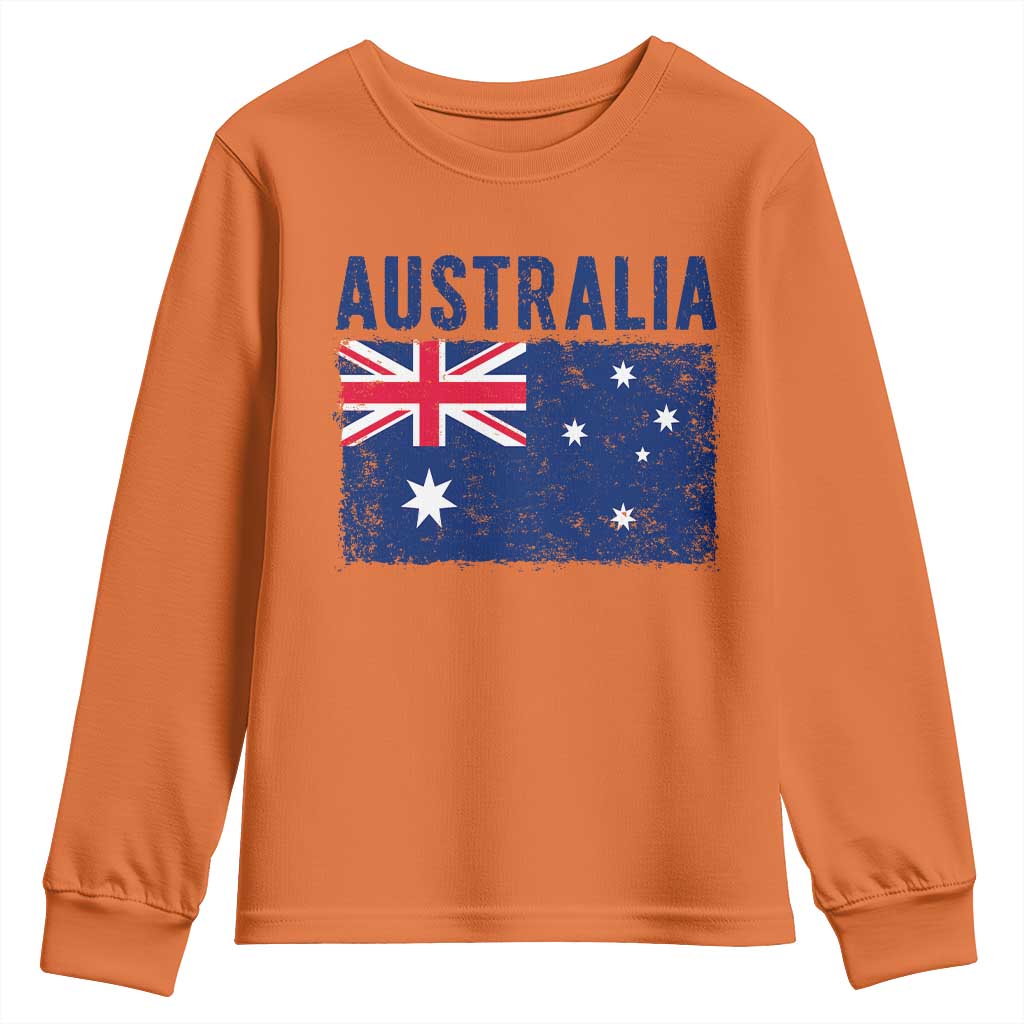 Vintage Australia Flag Youth Sweatshirt Distressed Patriotic Country Pride Graphic TS10 Orange Print Your Wear