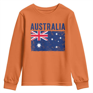 Vintage Australia Flag Youth Sweatshirt Distressed Patriotic Country Pride Graphic TS10 Orange Print Your Wear
