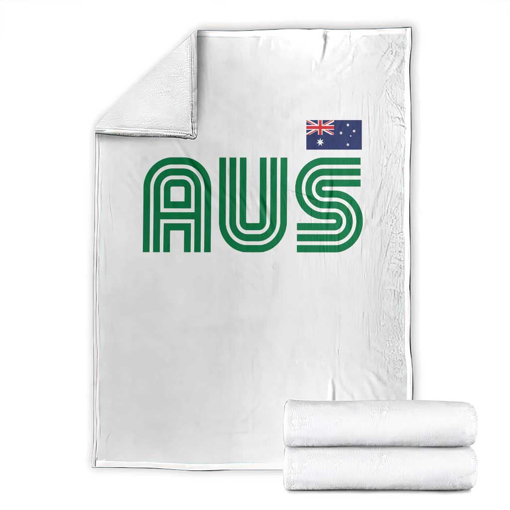 Retro Australia Throw Blanket AUS Green Australian Flag Country Pride Graphic TS10 White Print Your Wear