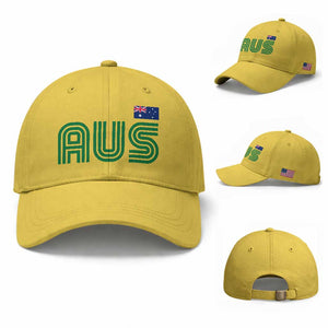 Retro Australia Baseball Cap AUS Green Australian Flag Country Pride Graphic TS10 Baseball Cap Universal Fit Yellow Print Your Wear
