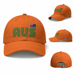 Retro Australia Baseball Cap AUS Green Australian Flag Country Pride Graphic TS10 Baseball Cap Universal Fit Orange Print Your Wear