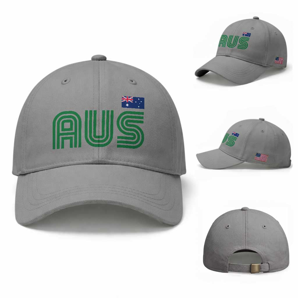Retro Australia Baseball Cap AUS Green Australian Flag Country Pride Graphic TS10 Baseball Cap Universal Fit Sport Gray Print Your Wear