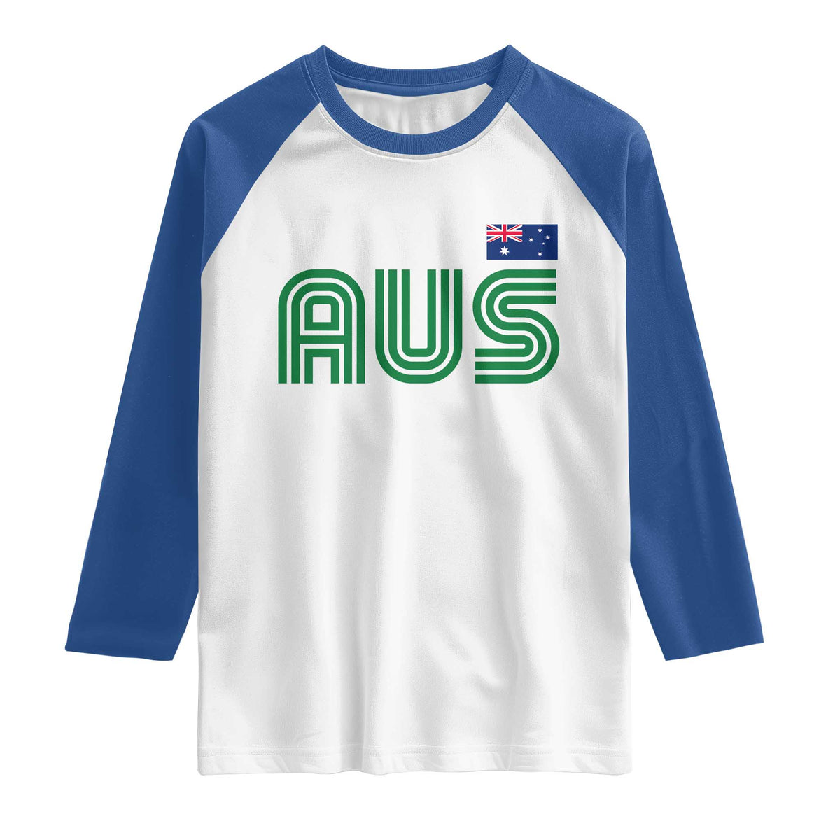 Retro Australia Raglan Shirt AUS Green Australian Flag Country Pride Graphic TS10 White Royal Print Your Wear