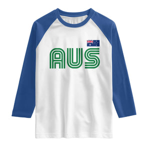 Retro Australia Raglan Shirt AUS Green Australian Flag Country Pride Graphic TS10 White Royal Print Your Wear