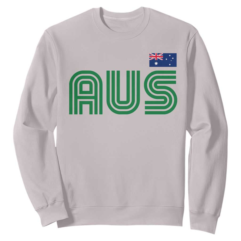 Retro Australia Sweatshirt AUS Green Australian Flag Country Pride Graphic TS10 Ice Gray Print Your Wear