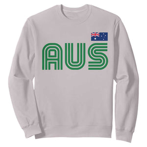 Retro Australia Sweatshirt AUS Green Australian Flag Country Pride Graphic TS10 Ice Gray Print Your Wear