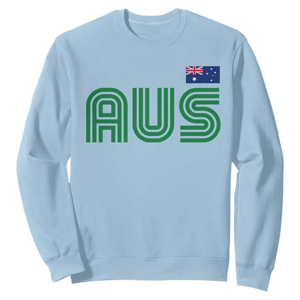 Retro Australia Sweatshirt AUS Green Australian Flag Country Pride Graphic TS10 Light Blue Print Your Wear