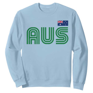 Retro Australia Sweatshirt AUS Green Australian Flag Country Pride Graphic TS10 Light Blue Print Your Wear