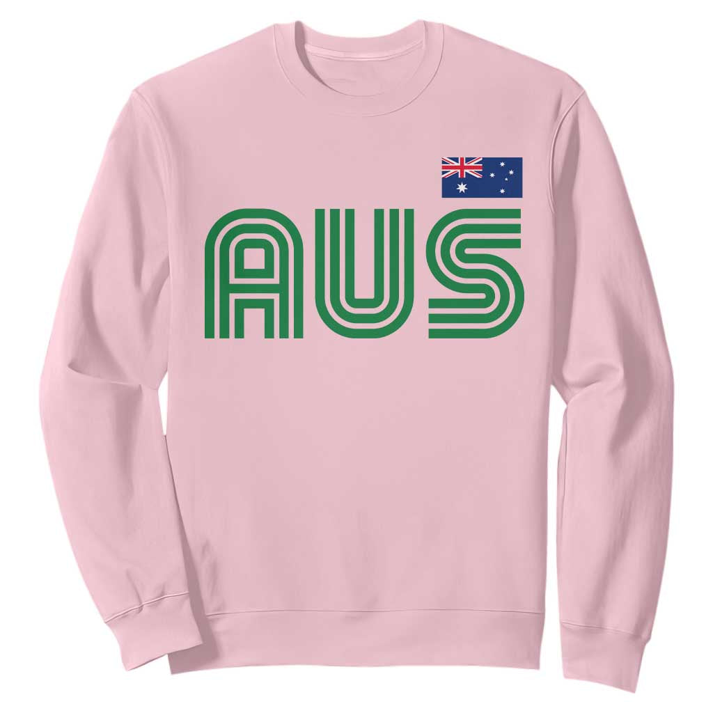 Retro Australia Sweatshirt AUS Green Australian Flag Country Pride Graphic TS10 Light Pink Print Your Wear