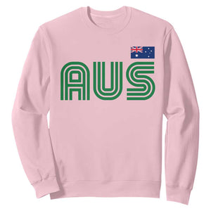 Retro Australia Sweatshirt AUS Green Australian Flag Country Pride Graphic TS10 Light Pink Print Your Wear