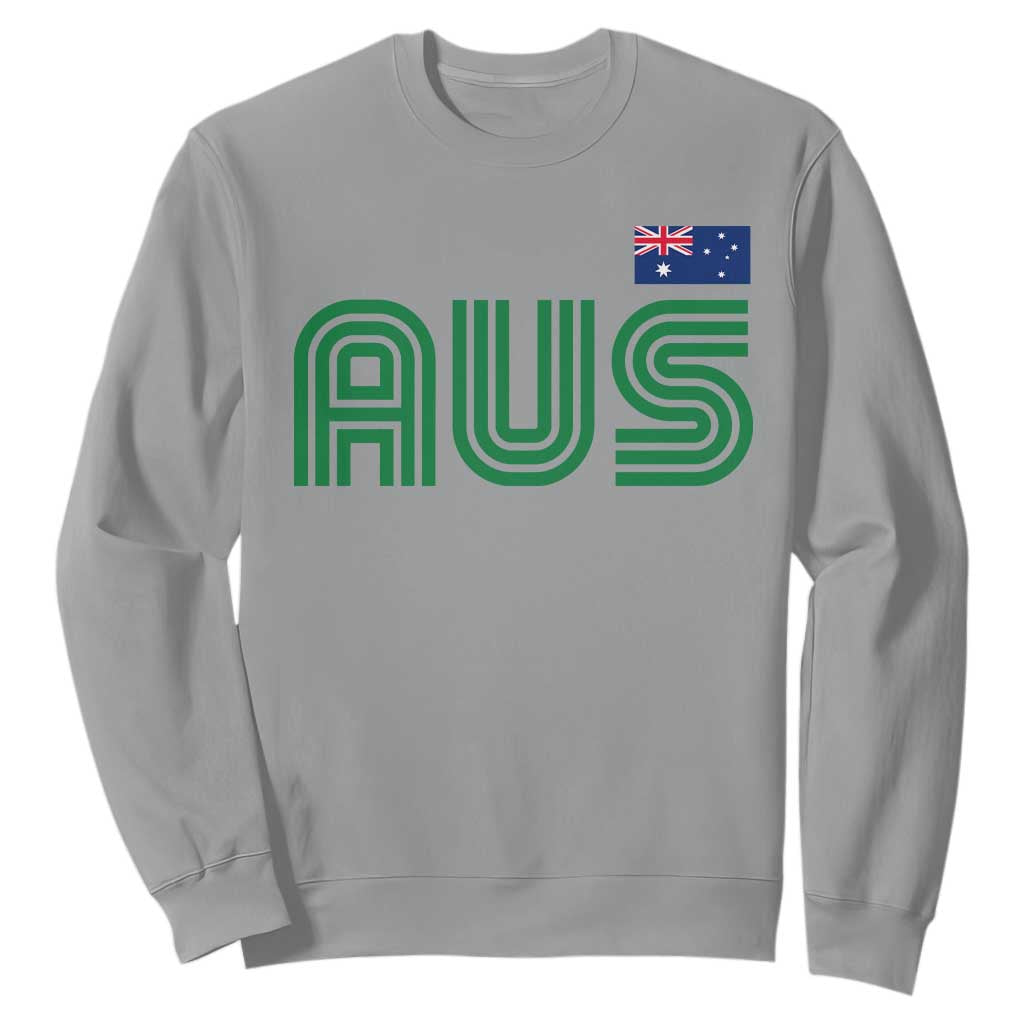 Retro Australia Sweatshirt AUS Green Australian Flag Country Pride Graphic TS10 Sport Gray Print Your Wear