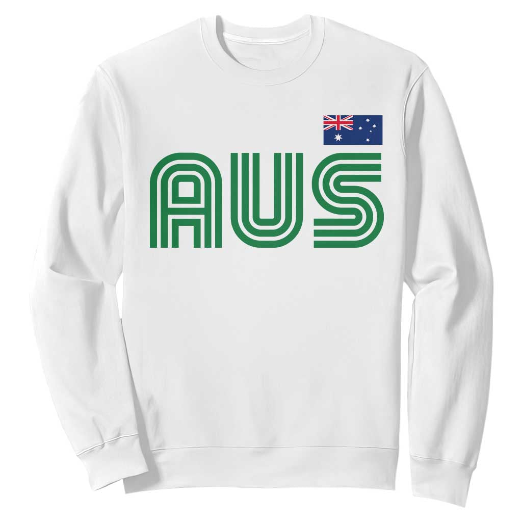 Retro Australia Sweatshirt AUS Green Australian Flag Country Pride Graphic TS10 White Print Your Wear