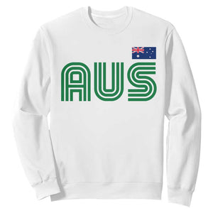 Retro Australia Sweatshirt AUS Green Australian Flag Country Pride Graphic TS10 White Print Your Wear