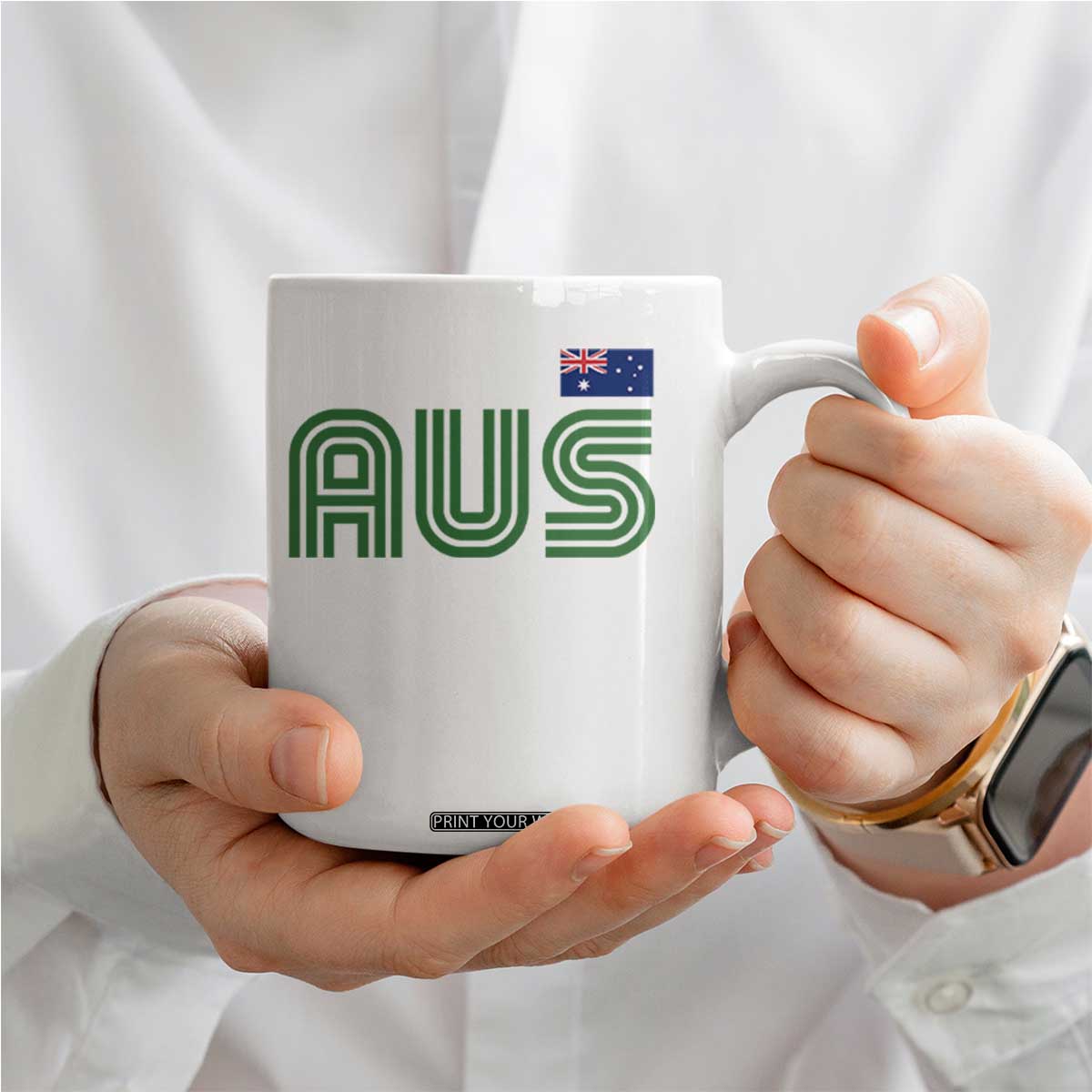 Retro Australia Coffee Mug AUS Green Australian Flag Country Pride Graphic TS10 Print Your Wear