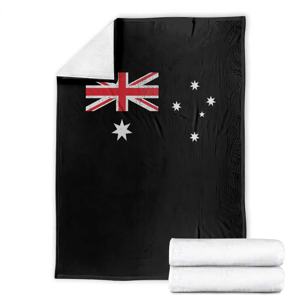 Vintage Australian Flag Throw Blanket Australia Distressed Patriotic Southern Cross Country Pride Graphic TS10 Black Print Your Wear