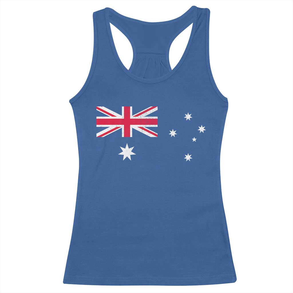 Vintage Australian Flag Racerback Tank Top Australia Distressed Patriotic Southern Cross Country Pride Graphic TS10 Royal Blue Print Your Wear