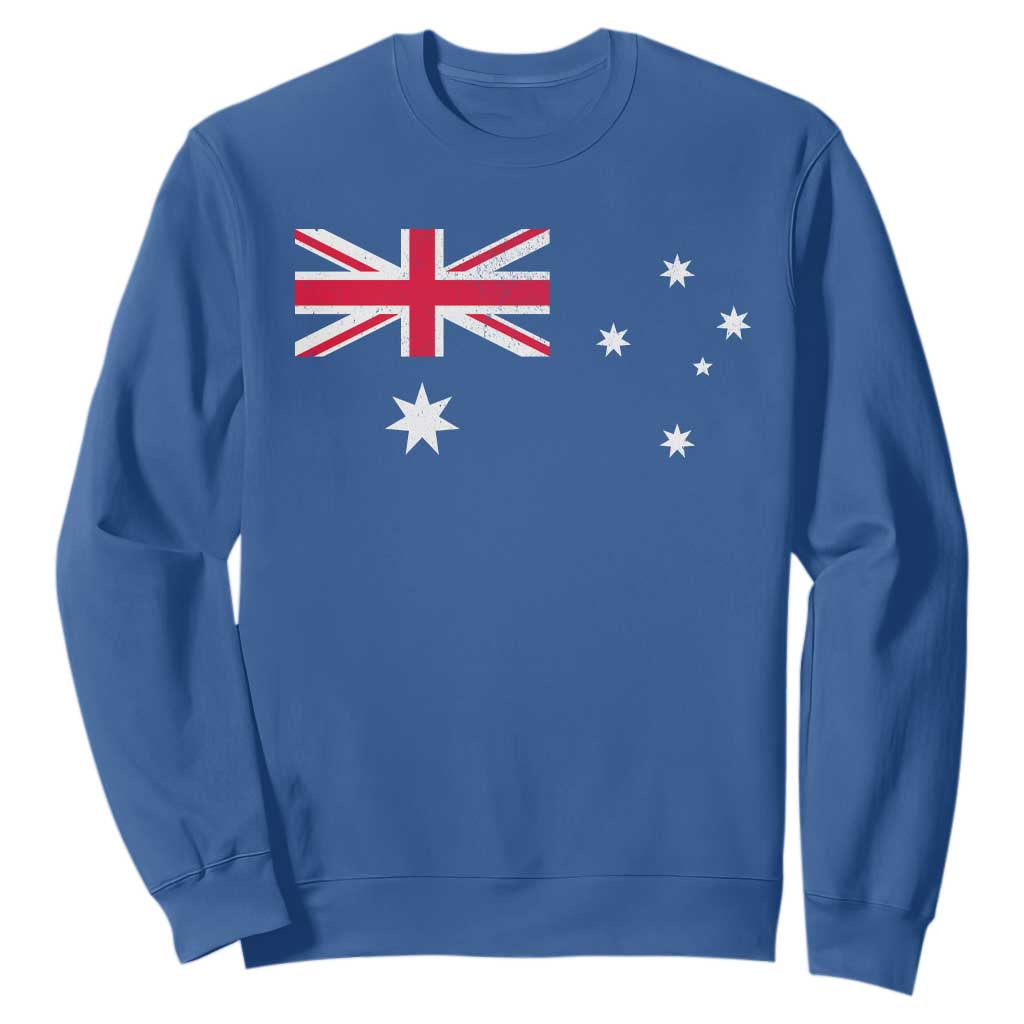 Vintage Australian Flag Sweatshirt Australia Distressed Patriotic Southern Cross Country Pride Graphic TS10 Royal Blue Print Your Wear