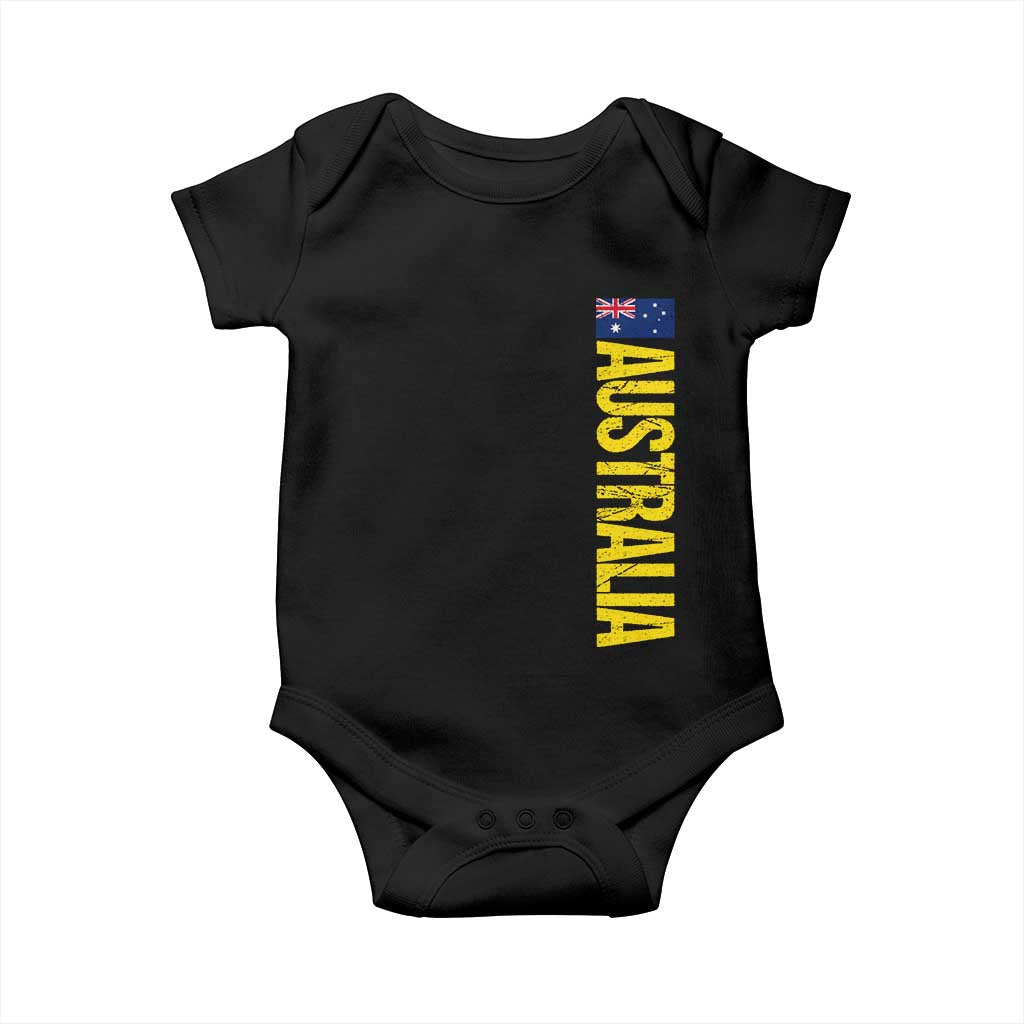 Australia Flag Baby Onesie Patriotic Country Pride Vertical Text Graphic TS10 Black Print Your Wear