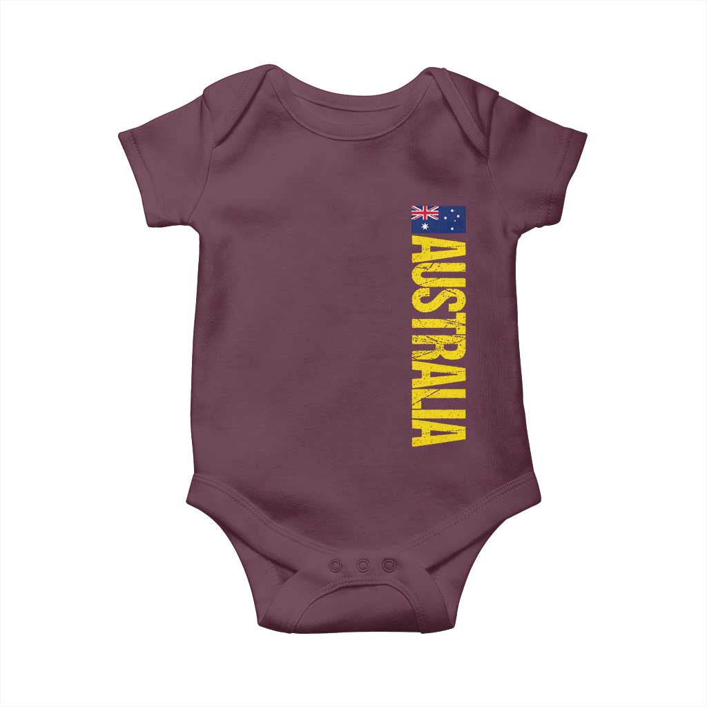 Australia Flag Baby Onesie Patriotic Country Pride Vertical Text Graphic TS10 Maroon Print Your Wear