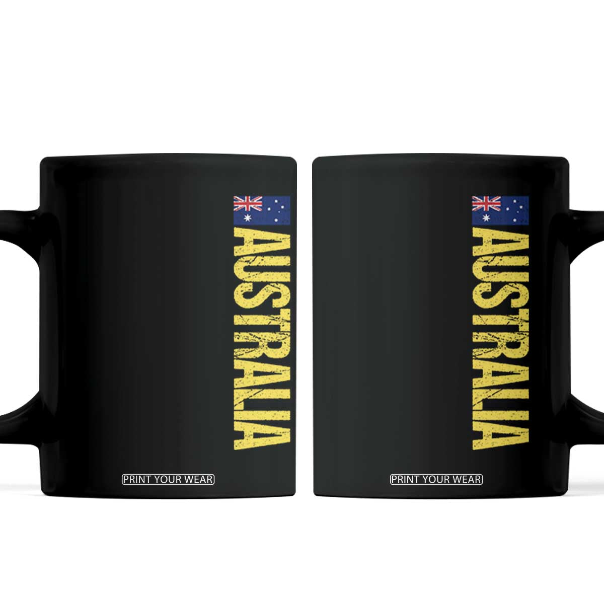 Australia Flag Coffee Mug Patriotic Country Pride Vertical Text Graphic TS10 Black Print Your Wear