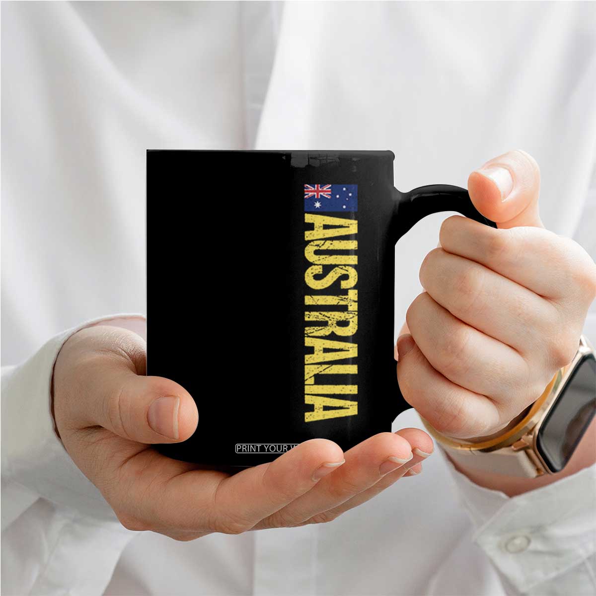 Australia Flag Coffee Mug Patriotic Country Pride Vertical Text Graphic TS10 Print Your Wear