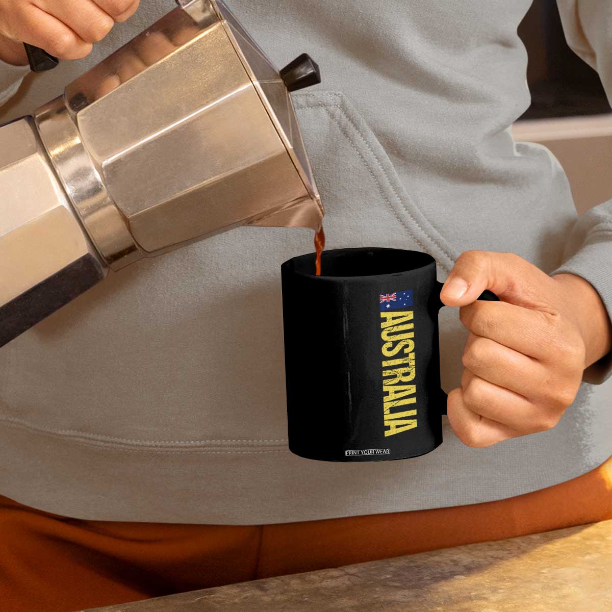 Australia Flag Coffee Mug Patriotic Country Pride Vertical Text Graphic TS10 Print Your Wear