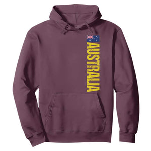 Australia Flag Hoodie Patriotic Country Pride Vertical Text Graphic TS10 Maroon Print Your Wear