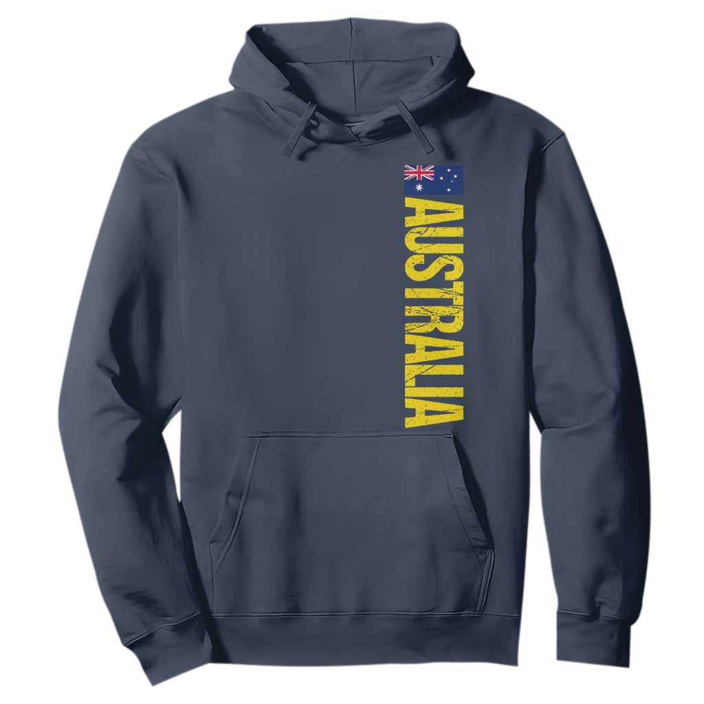 Australia Flag Hoodie Patriotic Country Pride Vertical Text Graphic TS10 Navy Print Your Wear