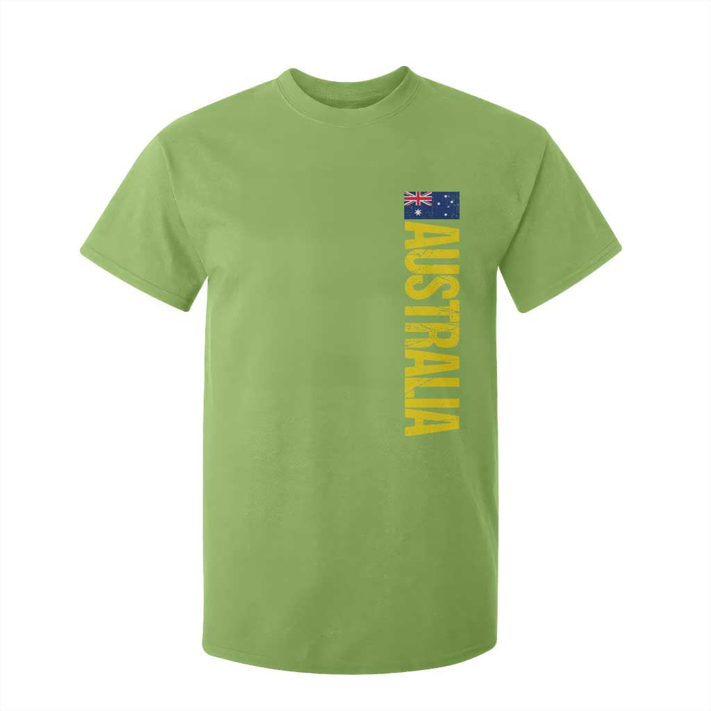 Australia Flag T Shirt For Kid Patriotic Country Pride Vertical Text Graphic TS10 Lime Print Your Wear