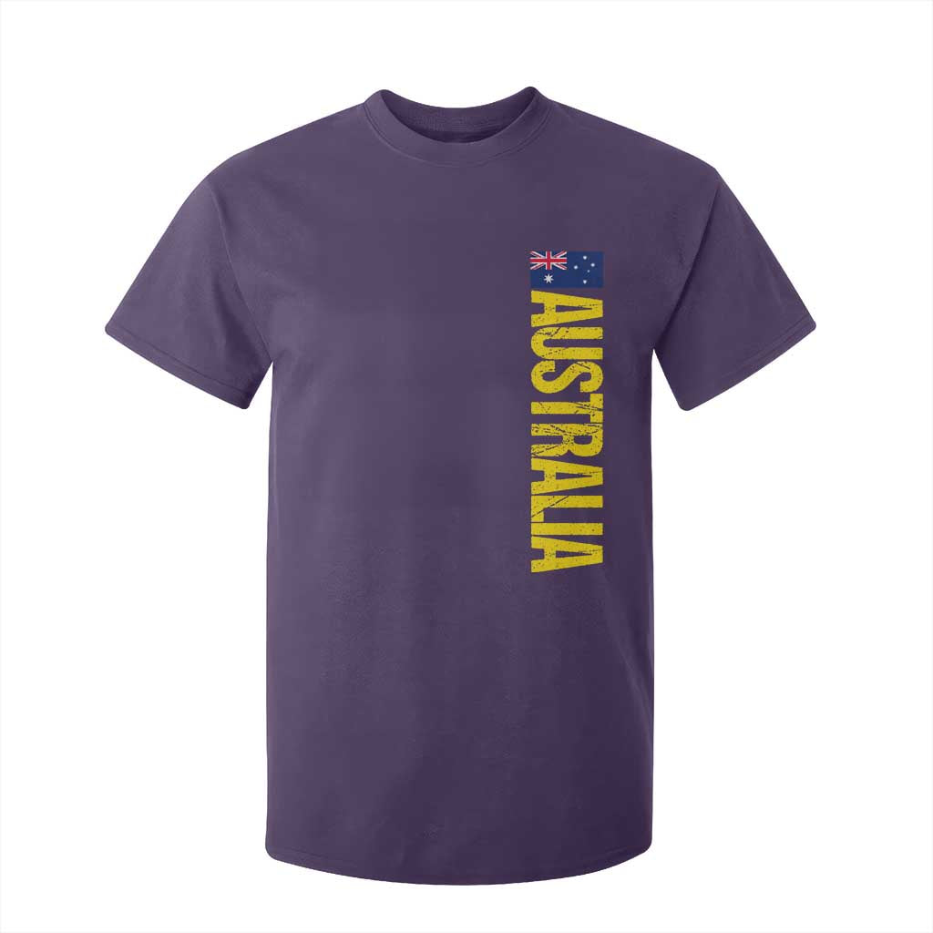 Australia Flag T Shirt For Kid Patriotic Country Pride Vertical Text Graphic TS10 Purple Print Your Wear