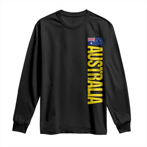 Australia Flag Long Sleeve Shirt Patriotic Country Pride Vertical Text Graphic TS10 Black Print Your Wear