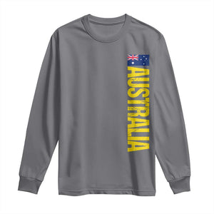 Australia Flag Long Sleeve Shirt Patriotic Country Pride Vertical Text Graphic TS10 Charcoal Print Your Wear