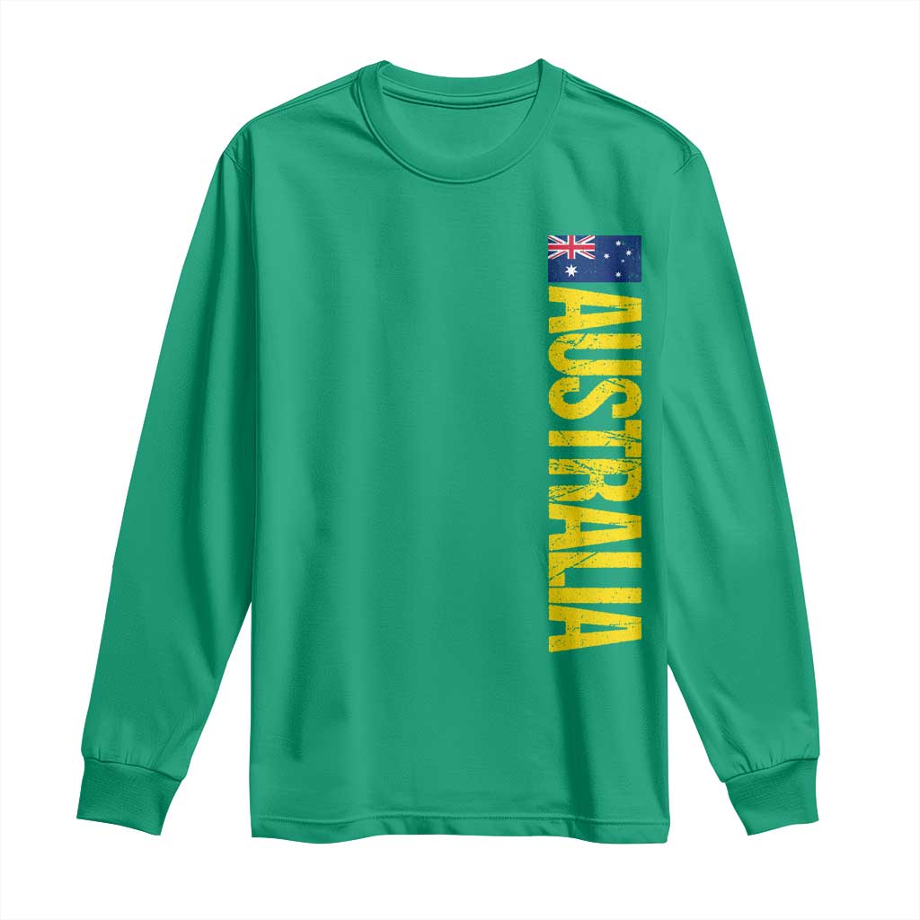 Australia Flag Long Sleeve Shirt Patriotic Country Pride Vertical Text Graphic TS10 Irish Green Print Your Wear