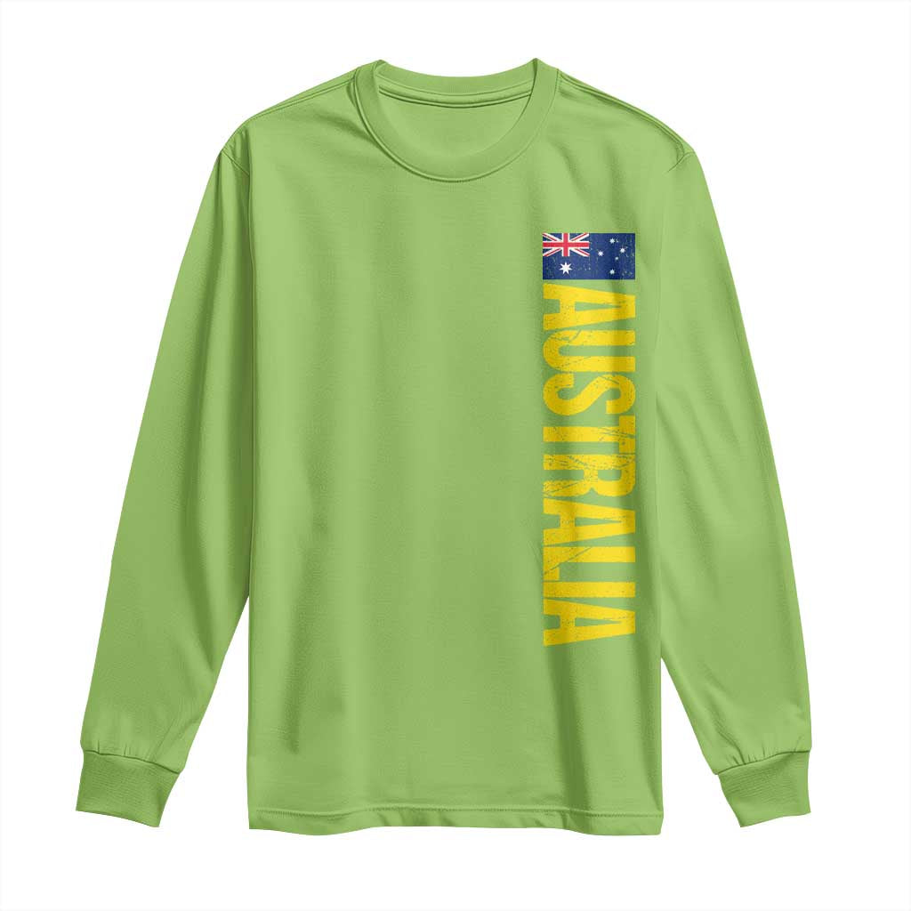 Australia Flag Long Sleeve Shirt Patriotic Country Pride Vertical Text Graphic TS10 Lime Print Your Wear