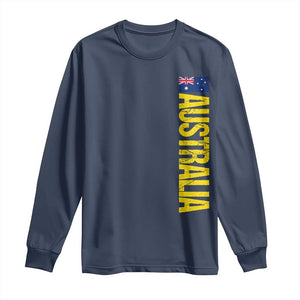 Australia Flag Long Sleeve Shirt Patriotic Country Pride Vertical Text Graphic TS10 Navy Print Your Wear