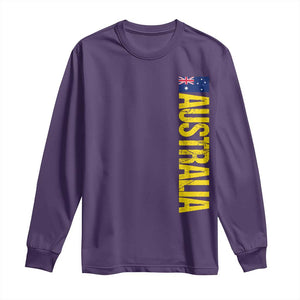 Australia Flag Long Sleeve Shirt Patriotic Country Pride Vertical Text Graphic TS10 Purple Print Your Wear