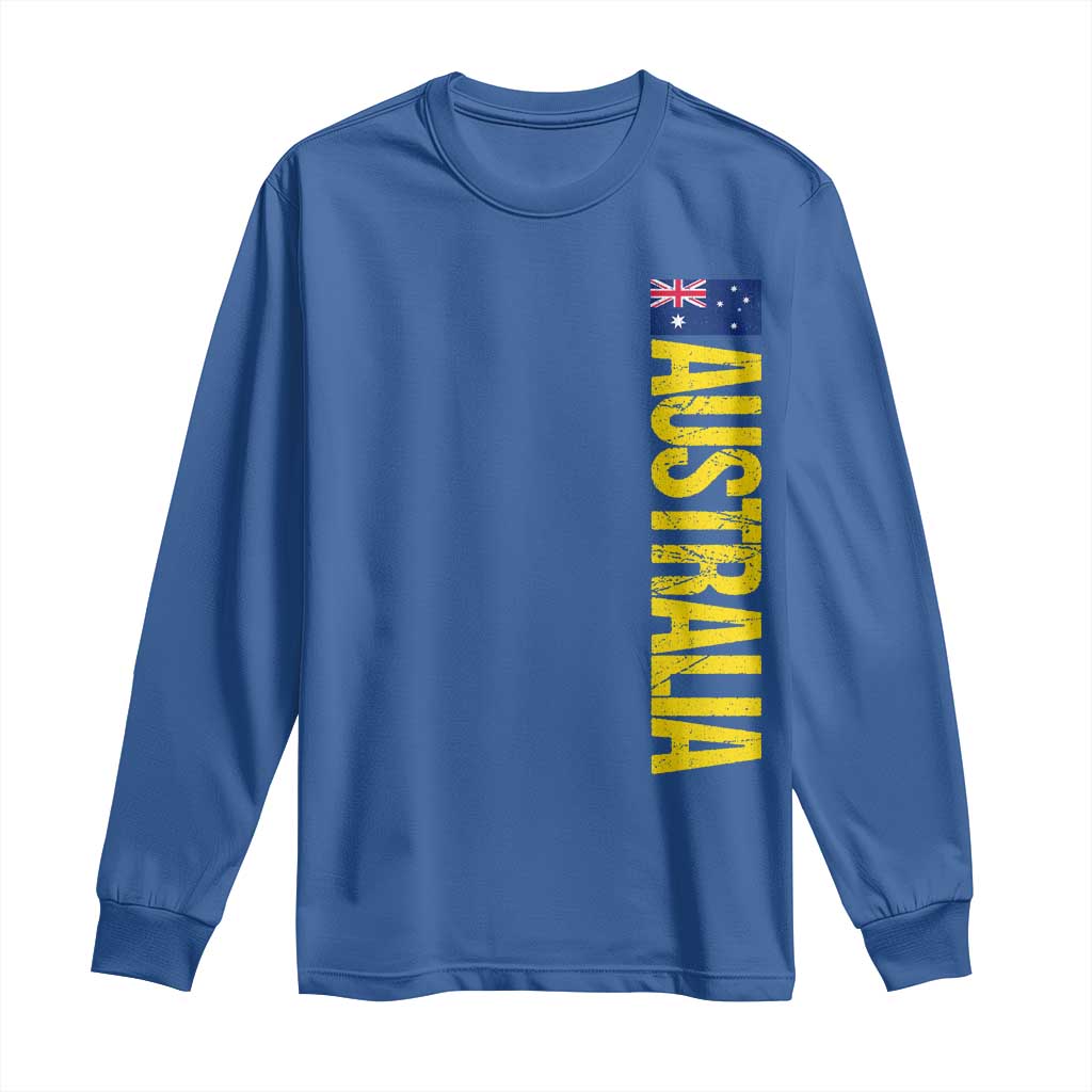 Australia Flag Long Sleeve Shirt Patriotic Country Pride Vertical Text Graphic TS10 Royal Blue Print Your Wear