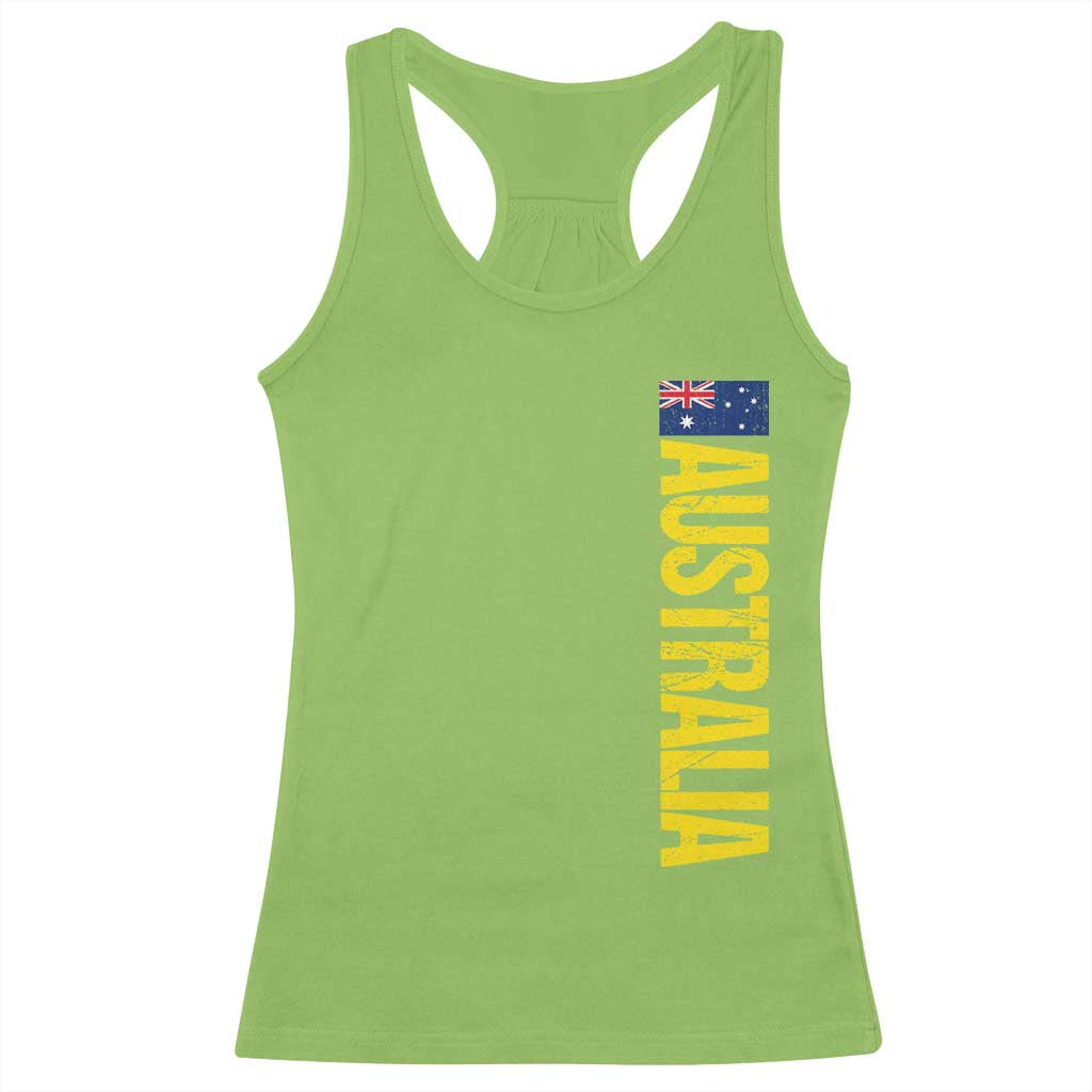 Australia Flag Racerback Tank Top Patriotic Country Pride Vertical Text Graphic TS10 Lime Print Your Wear