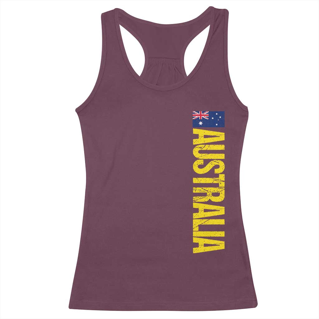 Australia Flag Racerback Tank Top Patriotic Country Pride Vertical Text Graphic TS10 Maroon Print Your Wear