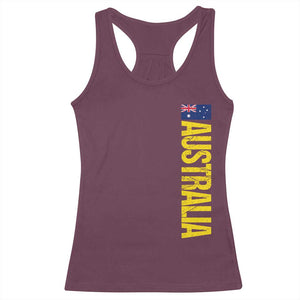 Australia Flag Racerback Tank Top Patriotic Country Pride Vertical Text Graphic TS10 Maroon Print Your Wear