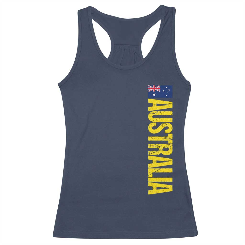 Australia Flag Racerback Tank Top Patriotic Country Pride Vertical Text Graphic TS10 Navy Print Your Wear