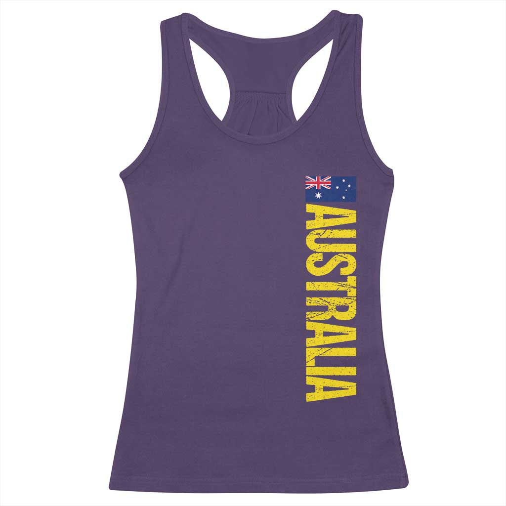 Australia Flag Racerback Tank Top Patriotic Country Pride Vertical Text Graphic TS10 Purple Print Your Wear