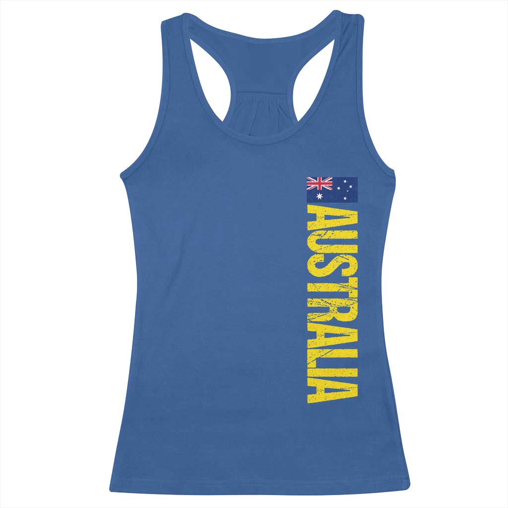 Australia Flag Racerback Tank Top Patriotic Country Pride Vertical Text Graphic TS10 Royal Blue Print Your Wear
