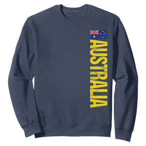 Australia Flag Sweatshirt Patriotic Country Pride Vertical Text Graphic TS10 Navy Print Your Wear