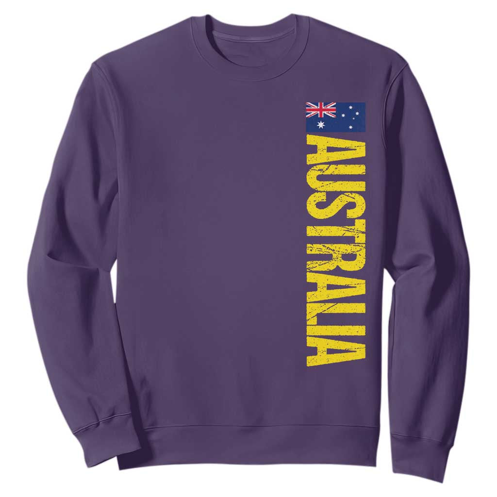 Australia Flag Sweatshirt Patriotic Country Pride Vertical Text Graphic TS10 Purple Print Your Wear