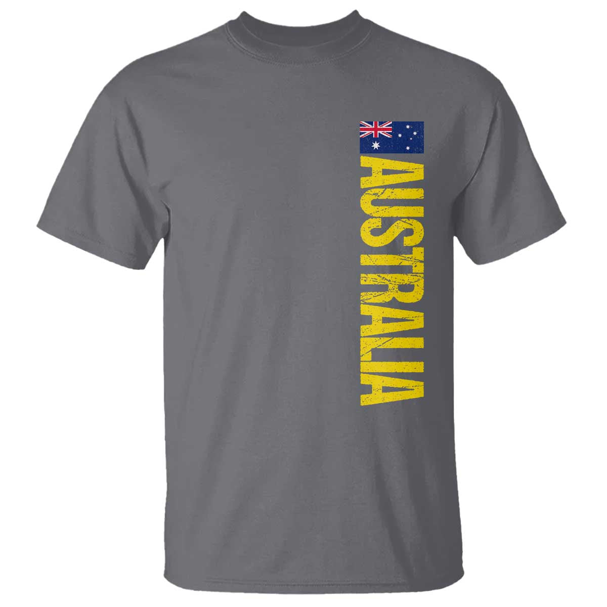 Australia Flag T Shirt Patriotic Country Pride Vertical Text Graphic TS10 Charcoal Print Your Wear