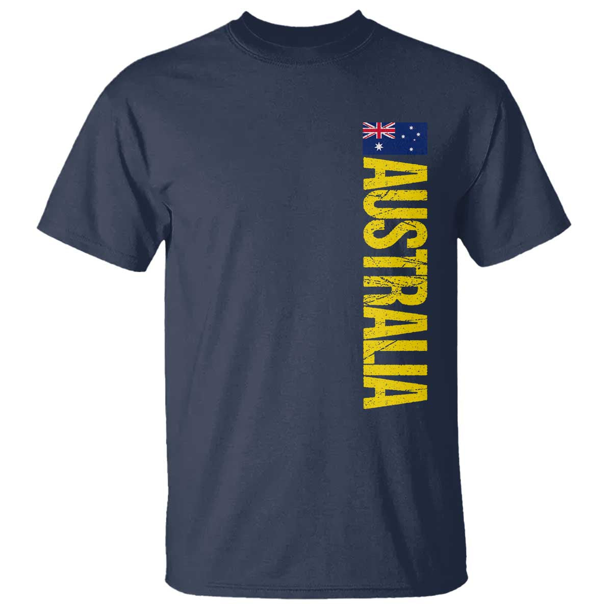 Australia Flag T Shirt Patriotic Country Pride Vertical Text Graphic TS10 Navy Print Your Wear